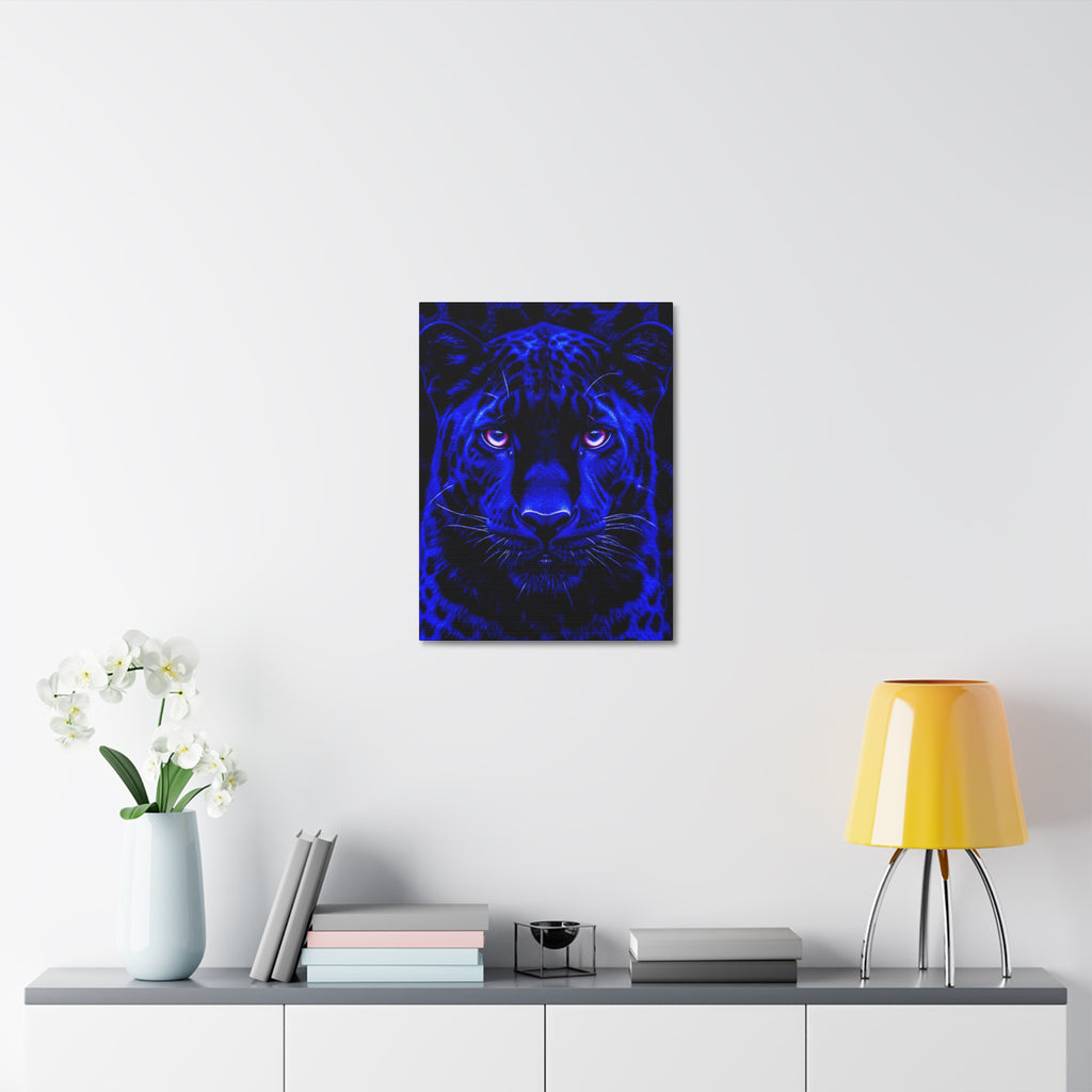 Blue Panther Stretched Canvas Wall Art
