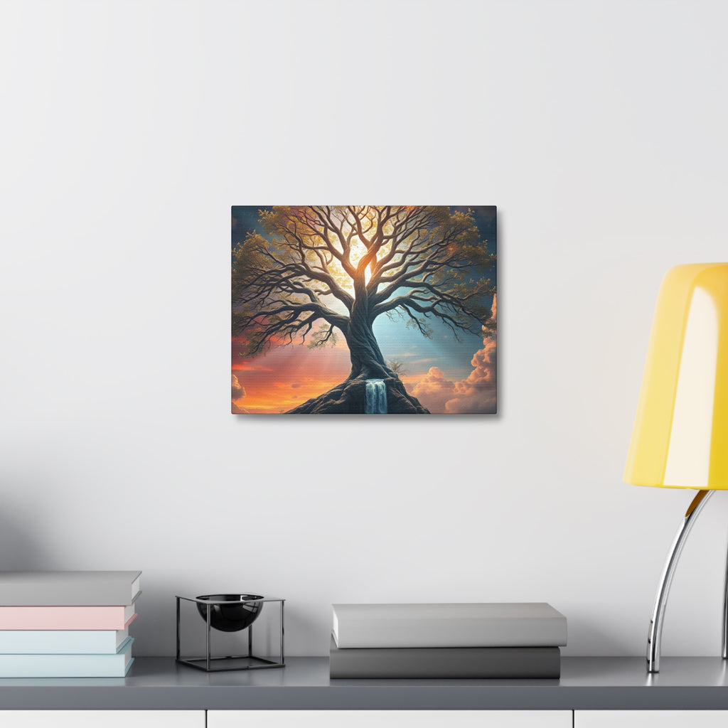 Tree of Light Stretched Canvas Wall Art – Inspirational Fantasy Landscape