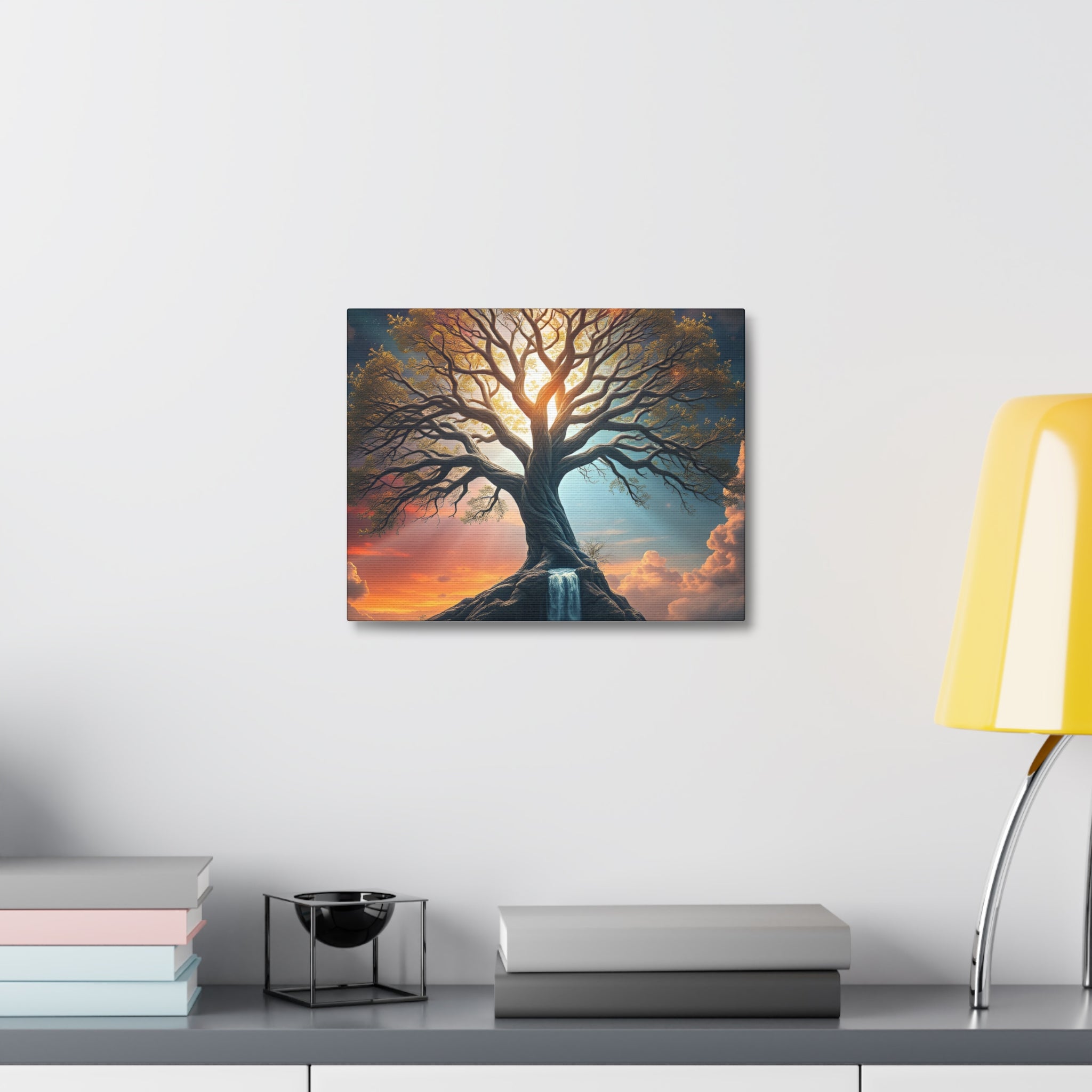 Tree of Light Stretched Canvas Wall Art – Inspirational Fantasy Landscape