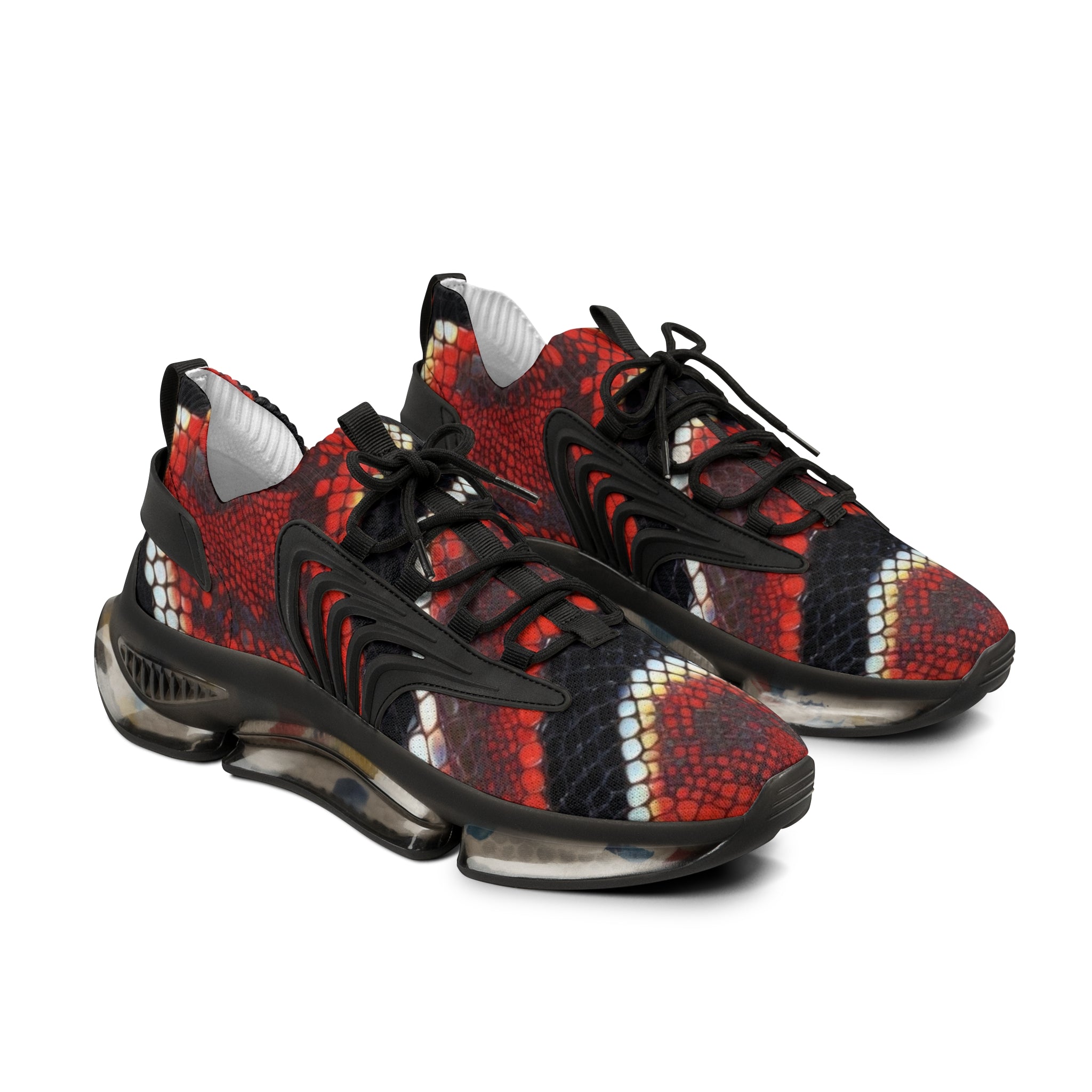 Men's Mesh Snakeskin Print Sneakers