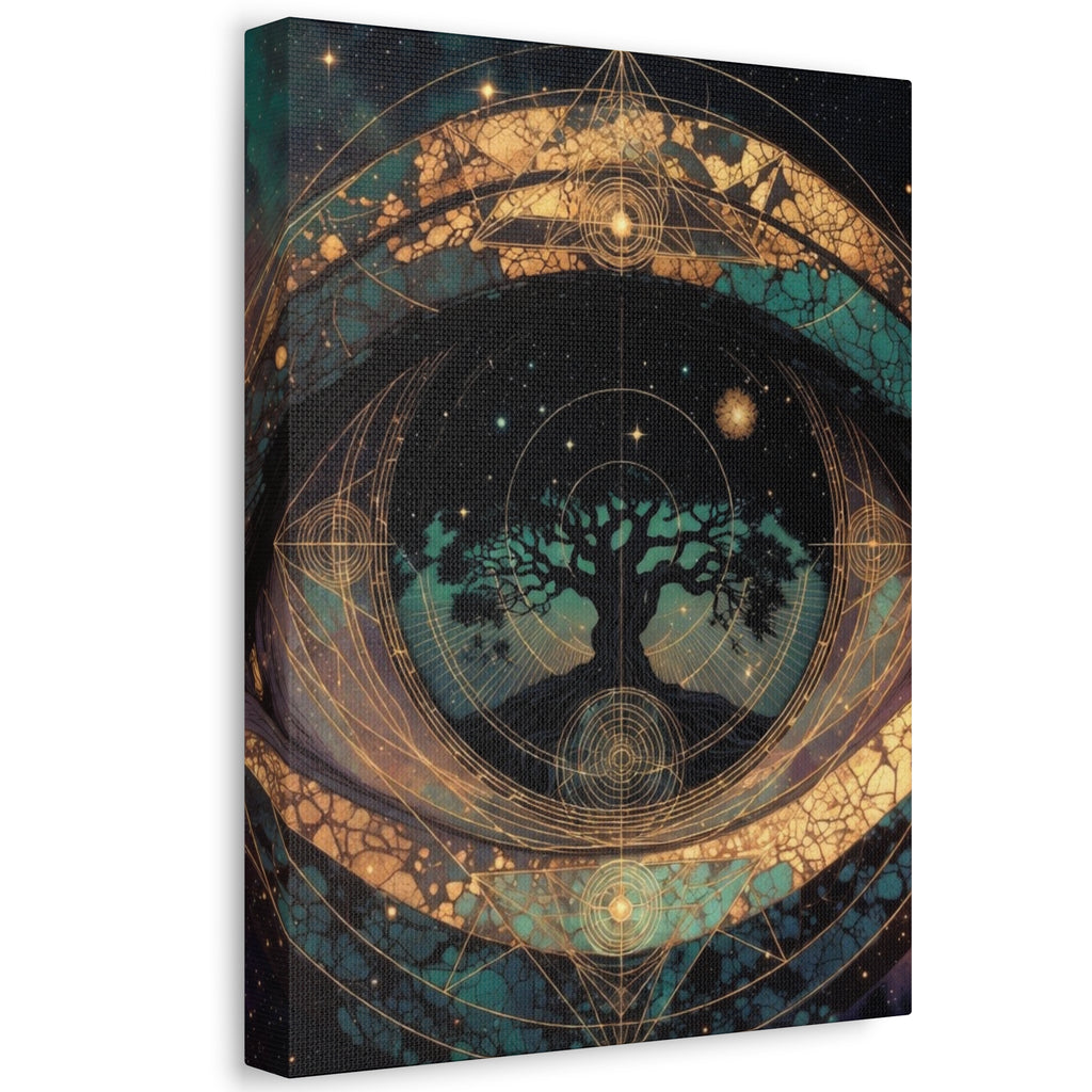 Mystic Tree of Life Stretched Canvas – Spiritual Cosmic Wall Art