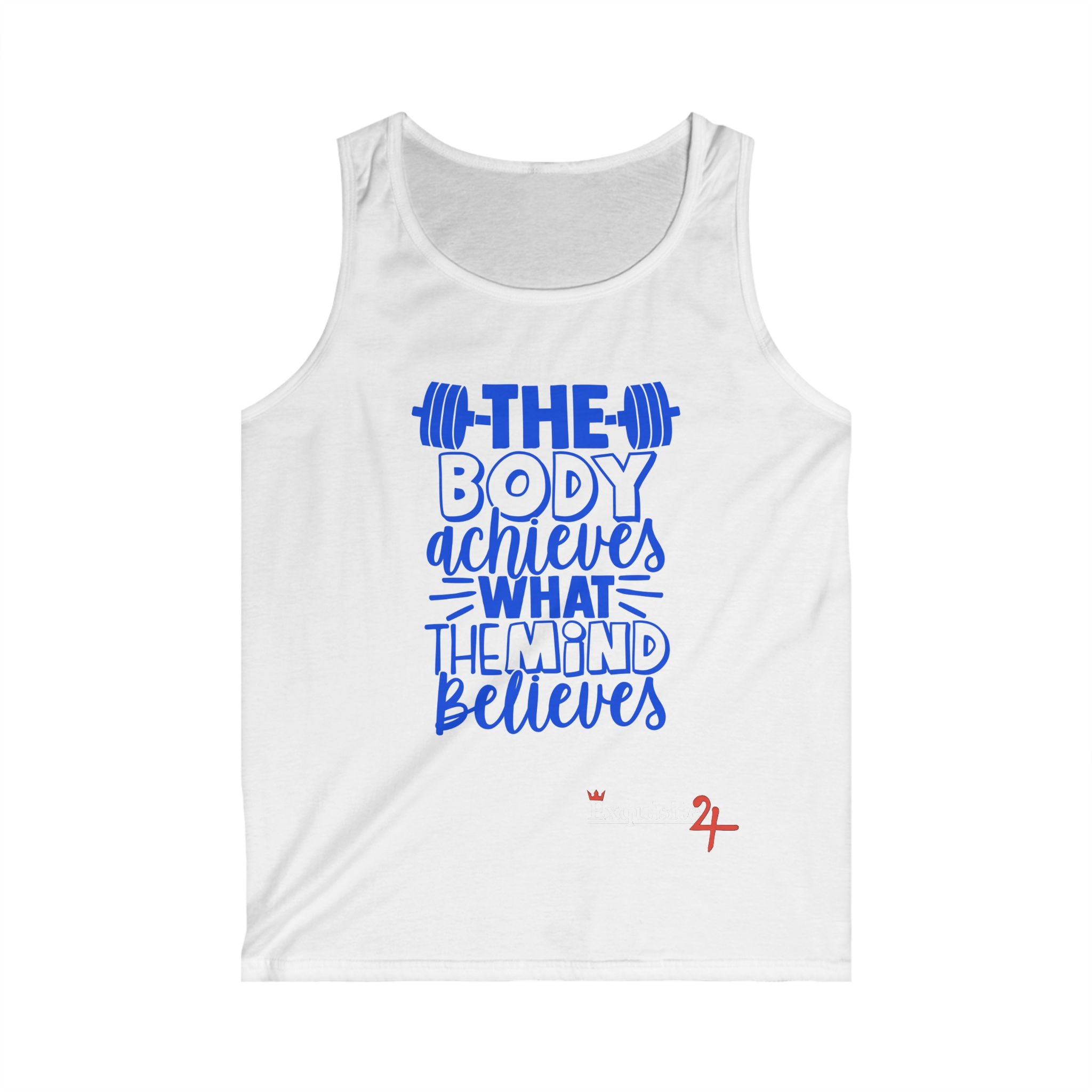 Exquisite 24 Motivational Gym Tank Top — “The Body Achieves What the Mind Believes”