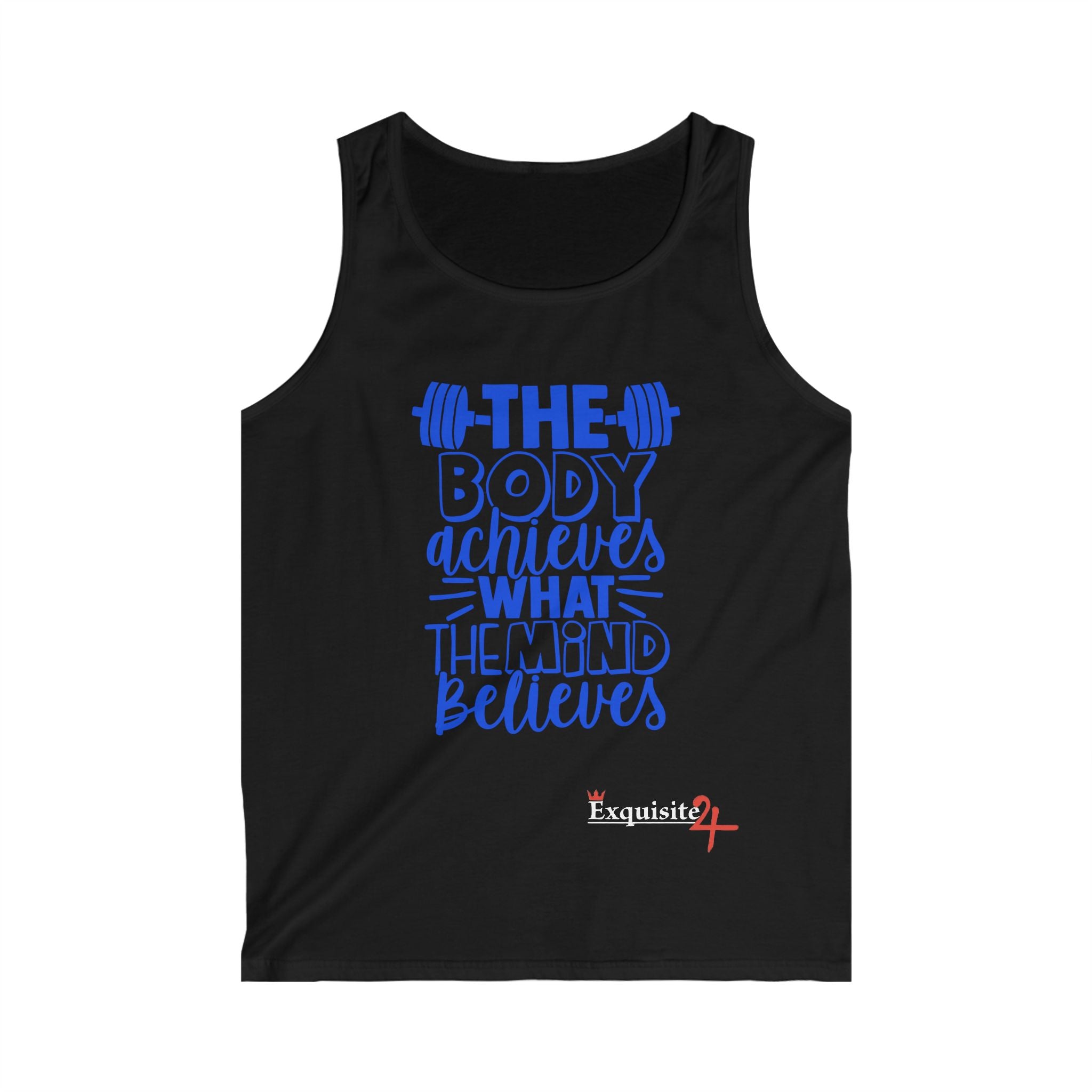 Exquisite 24 Motivational Gym Tank Top — “The Body Achieves What the Mind Believes”