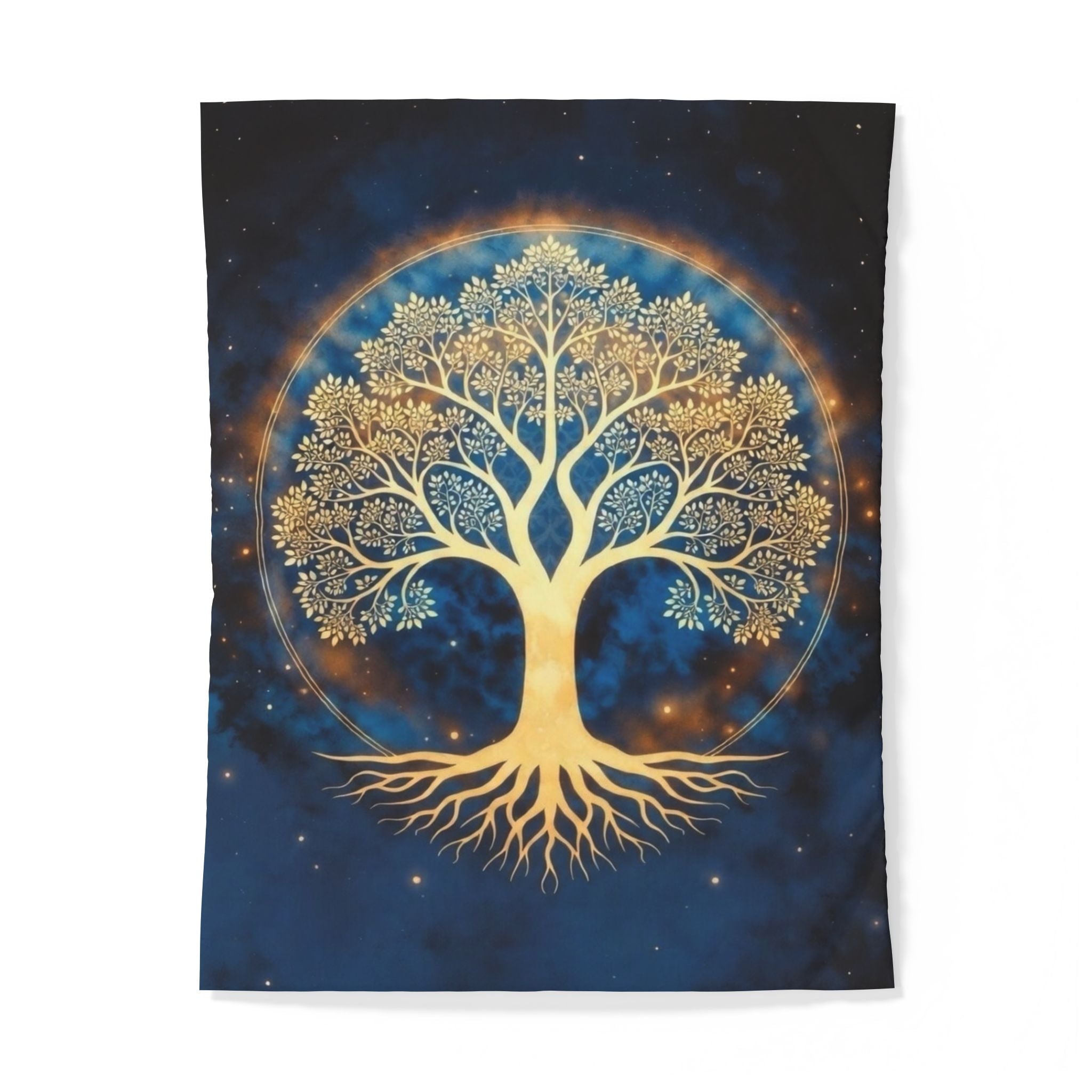Golden Tree of Life Cotton Duvet Cover — Spiritual Boho Bedding