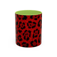Red Leopard Print Accent Coffee Mug (11/15oz)