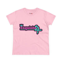 Exquisite 24 Sticker Logo Women's Graphic Tee – Neon Cotton Candy