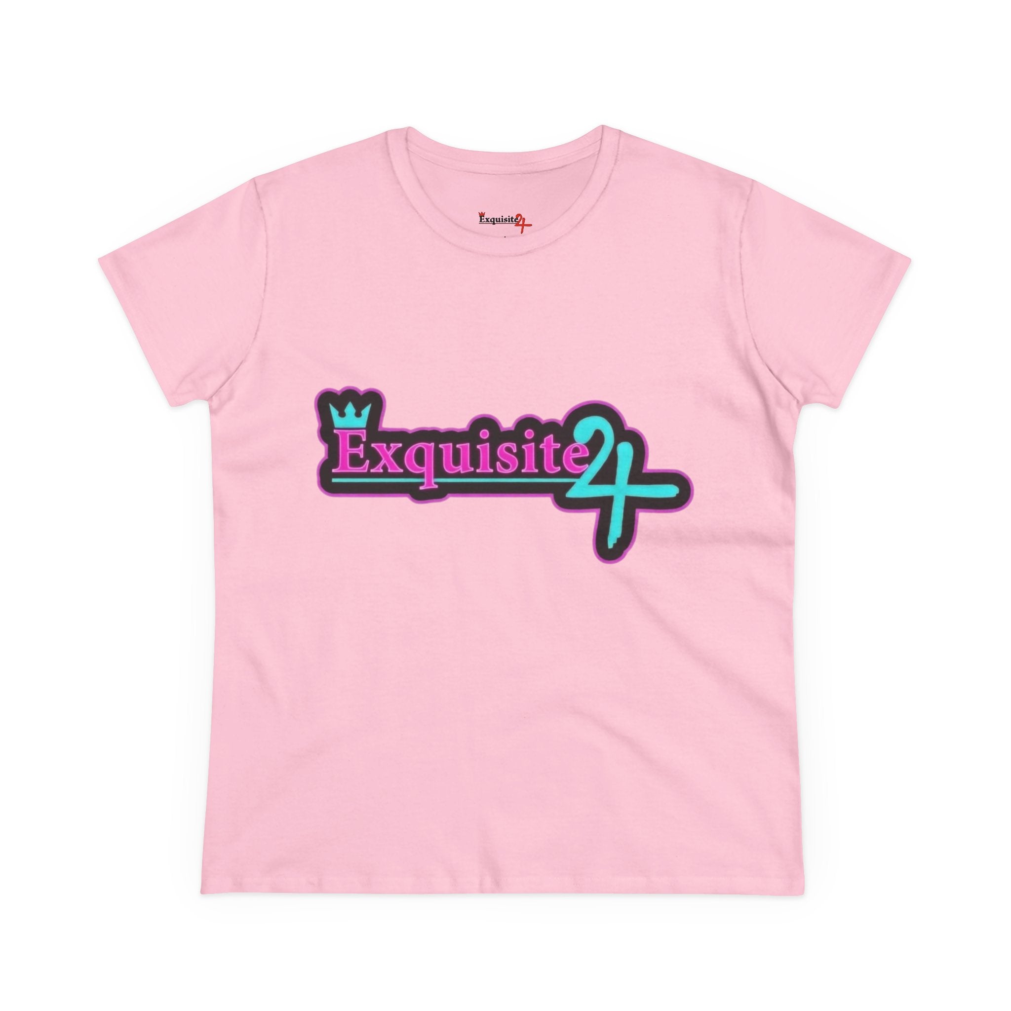 Exquisite 24 Sticker Logo Women's Graphic Tee – Neon Cotton Candy