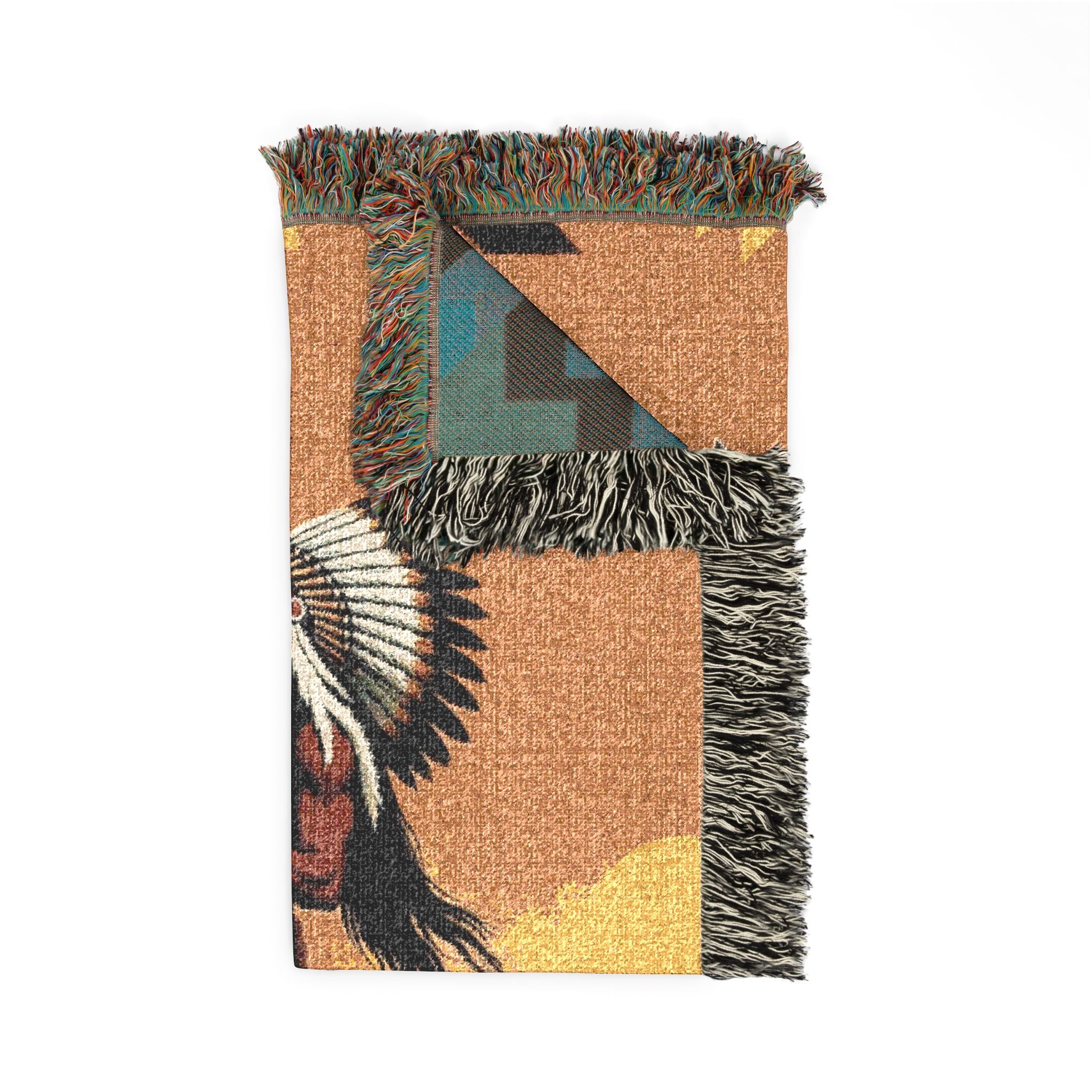 Native American Horse Woven Blanket — Southwestern Warrior Throw