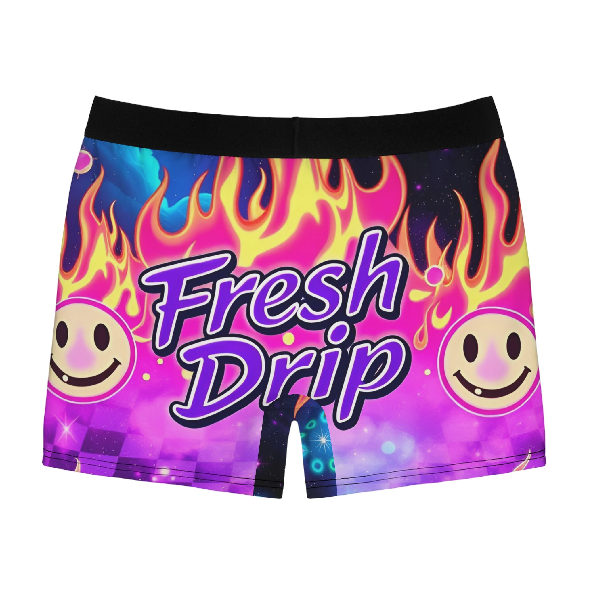 Boxer Briefs — 'Fresh Drip' Neon Flame Checkerboard Men's Boxer Briefs
