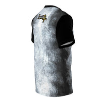 Exquisite 24 Logo Tee — Distressed Grey All-Over Print T-Shirt