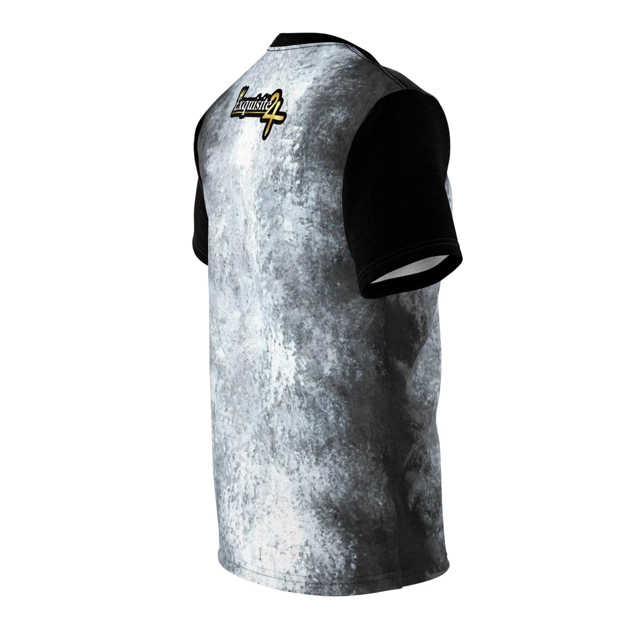 Exquisite 24 Logo Tee — Distressed Grey All-Over Print T-Shirt