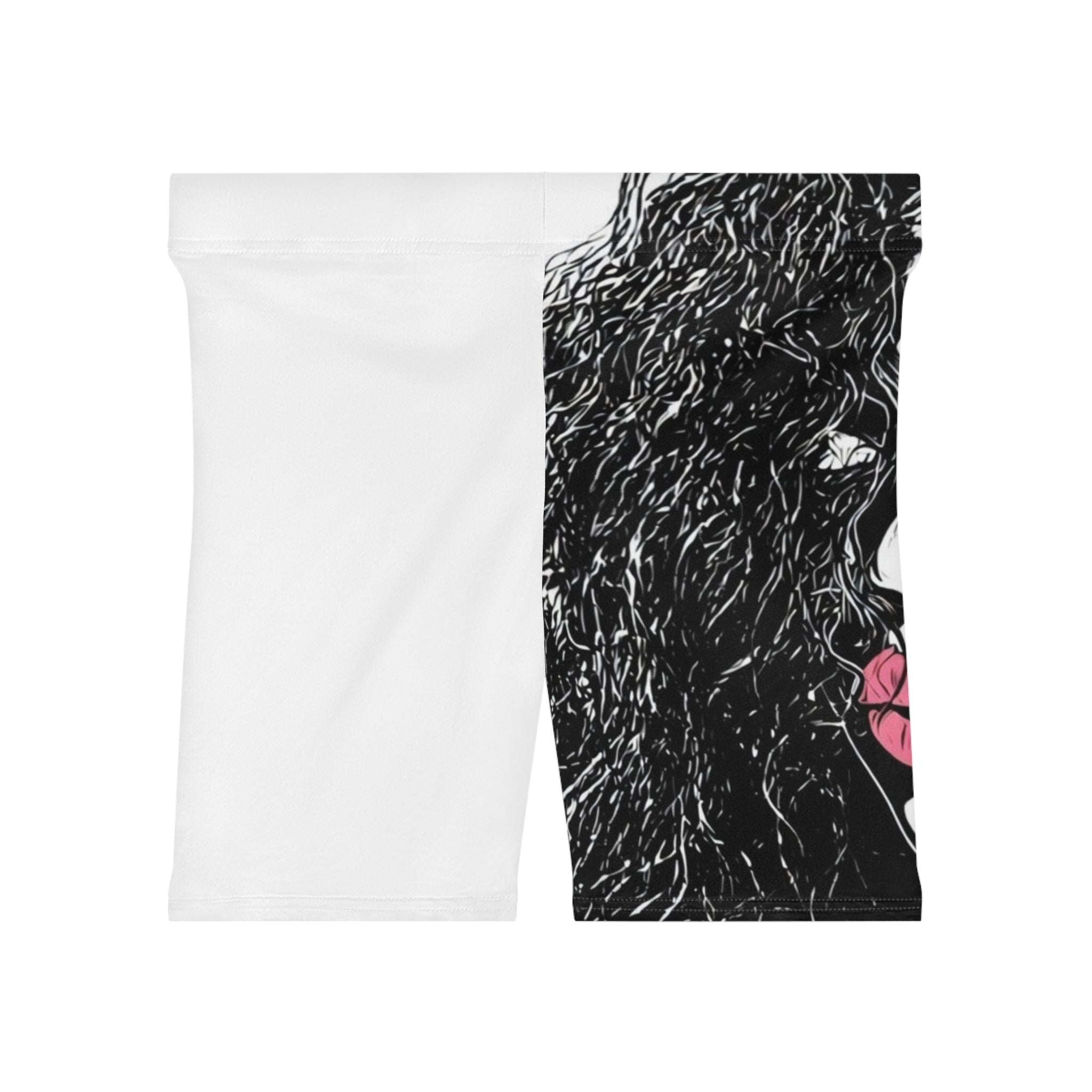 Exquisite 24 Pop Art Women’s Biker Shorts — Monochrome Face with Pink Lips