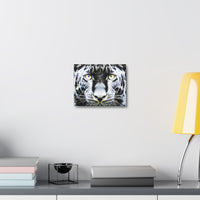 Leopard Portrait Stretched Canvas — Snow Leopard Wall Art with Yellow Eyes