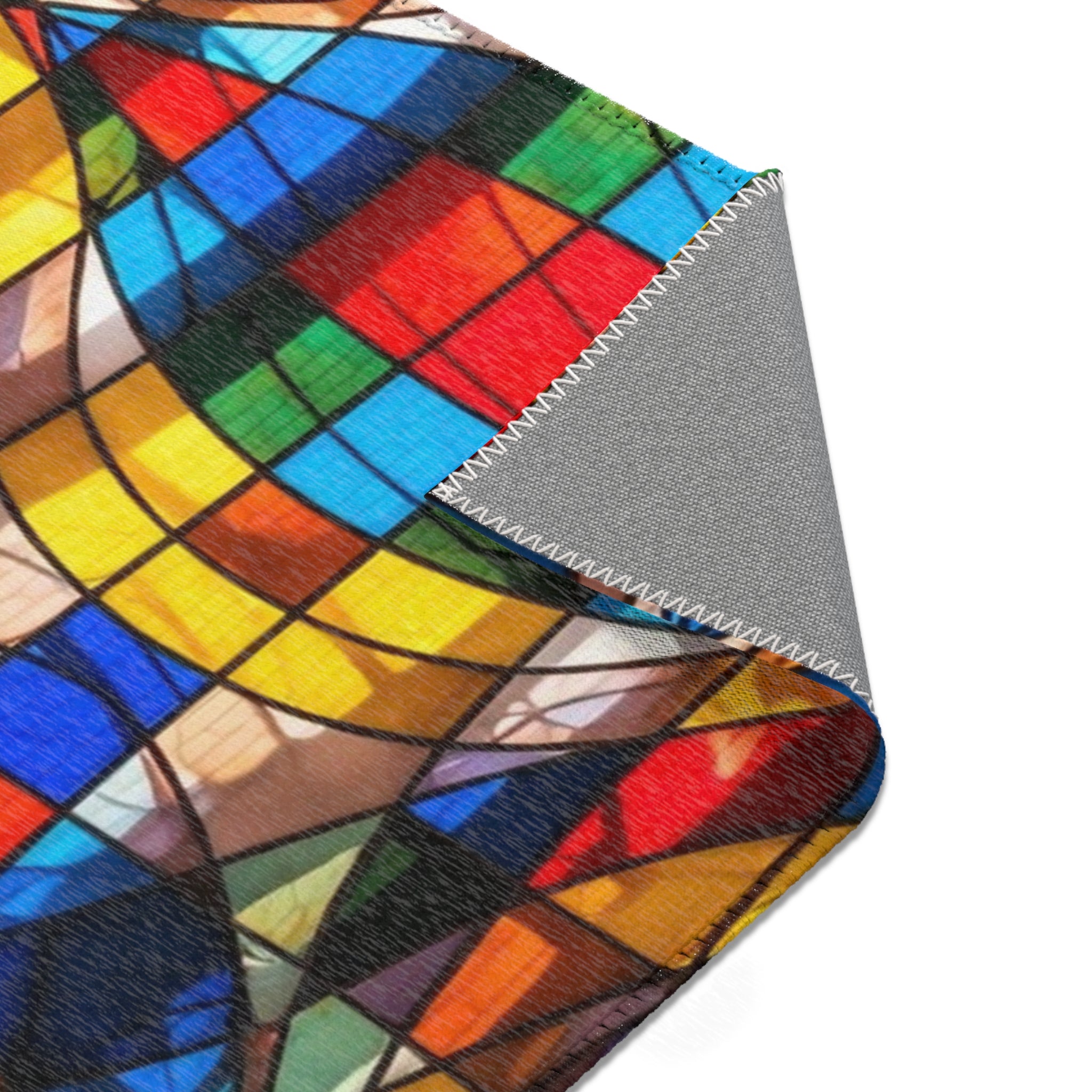 Stained Glass Mosaic Area Rug — Vibrant Geometric Decorative Floor Mat