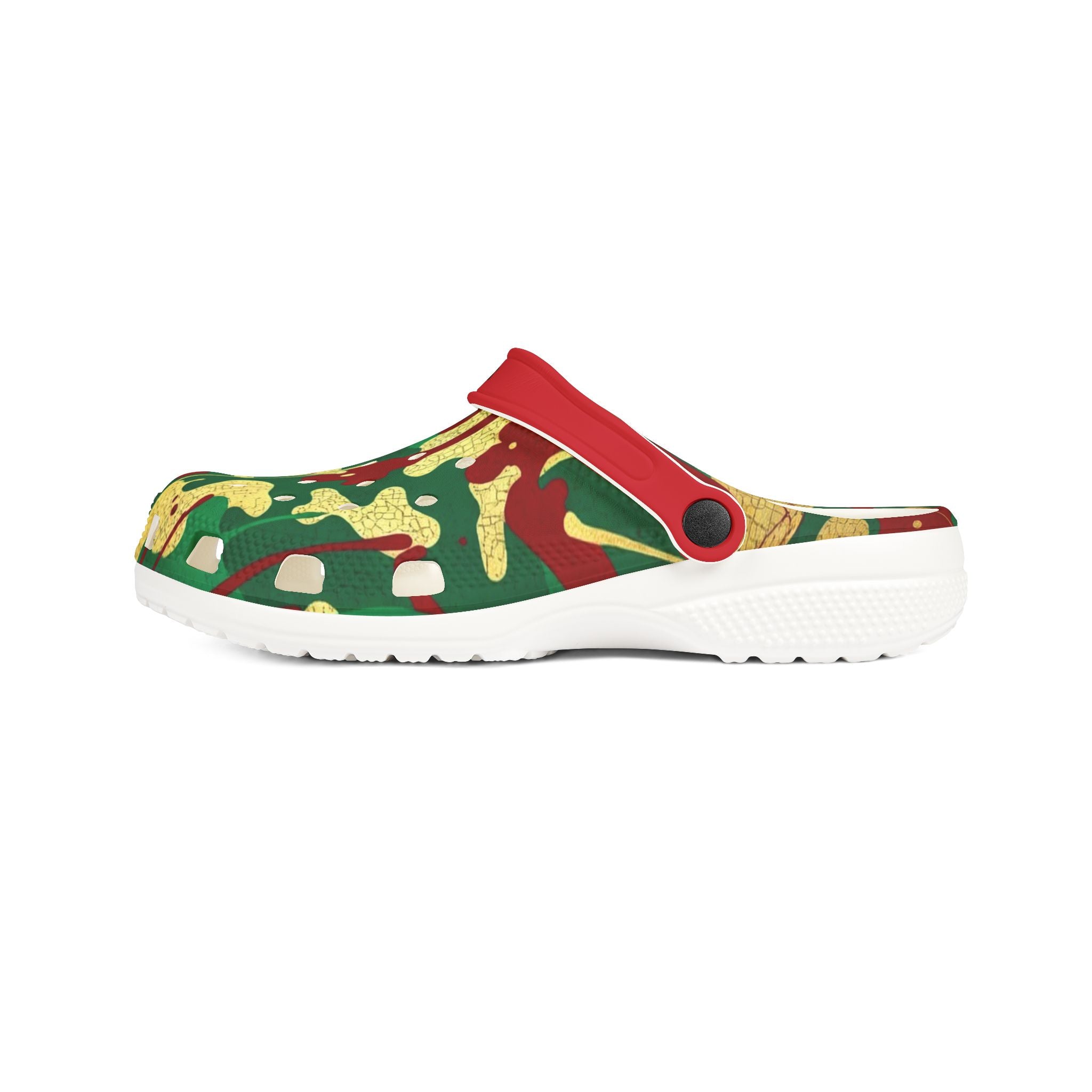 Green, Red, & Gold Camo EVA Foam Clogs