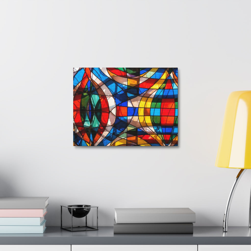 Stained Glass Abstract Stretched Canvas Print — Colorful Geometric Wall Art
