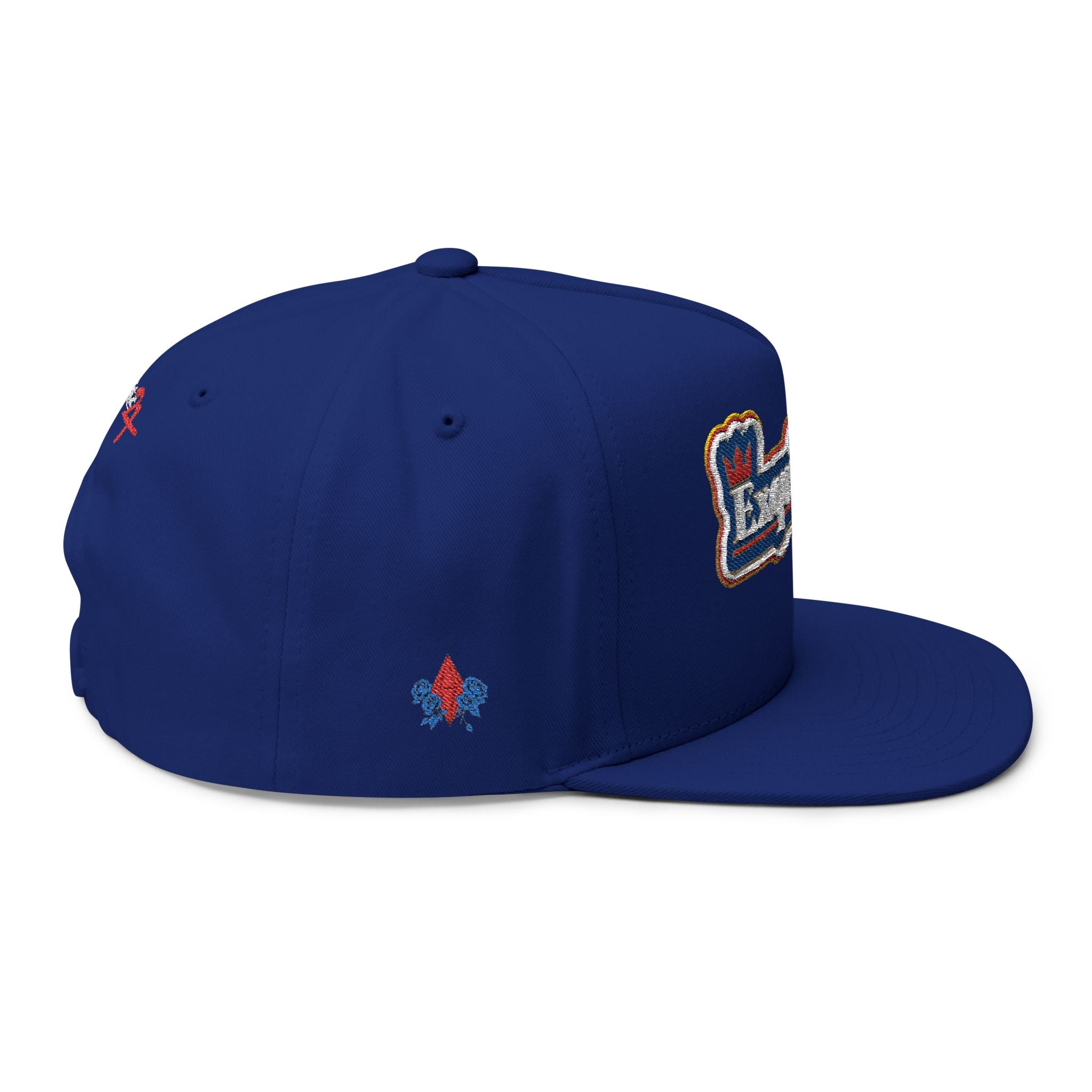 Exquisite 24 Embroidered Flat Bill Cap — Vintage Sports Logo Snapback