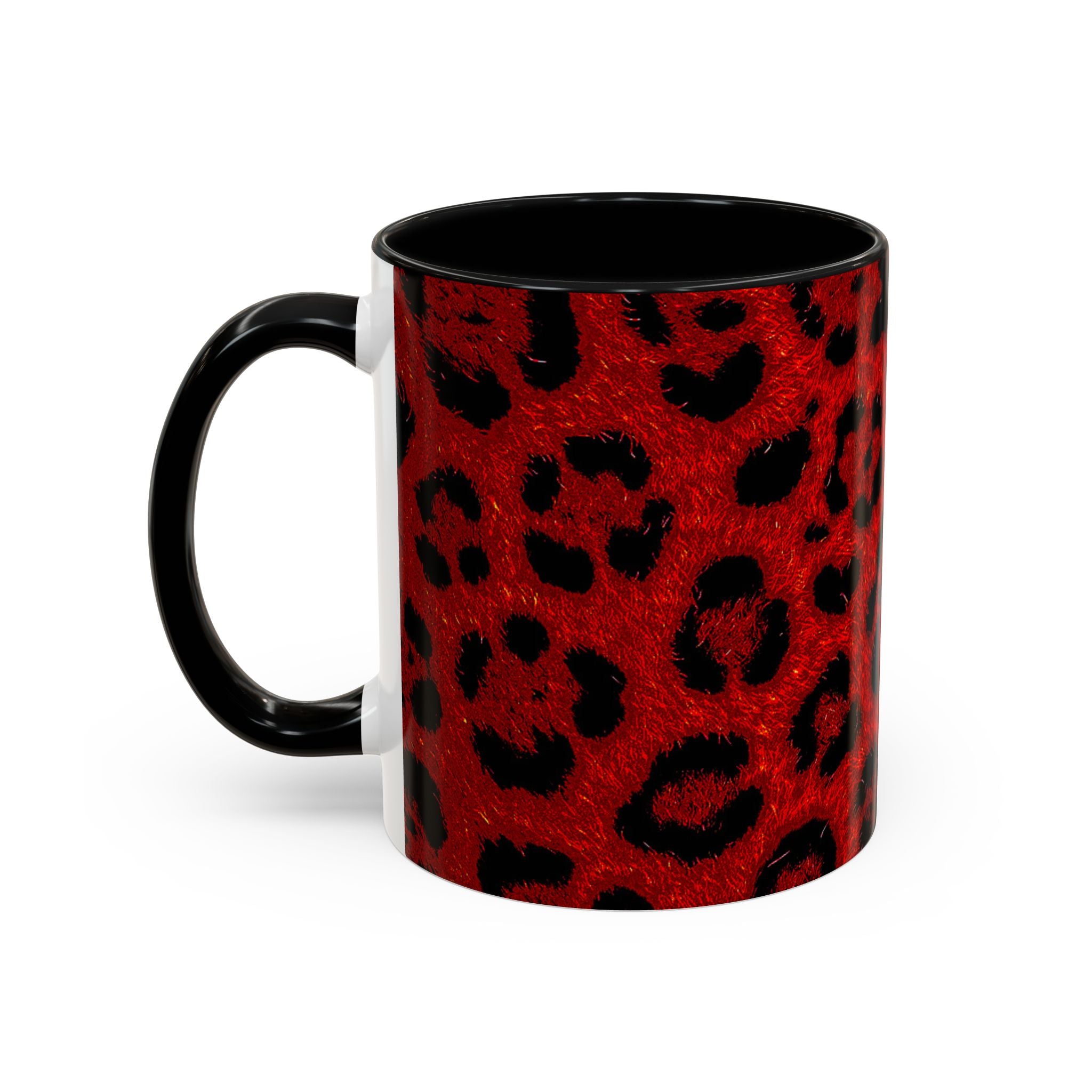 Red Leopard Print Accent Coffee Mug (11/15oz)