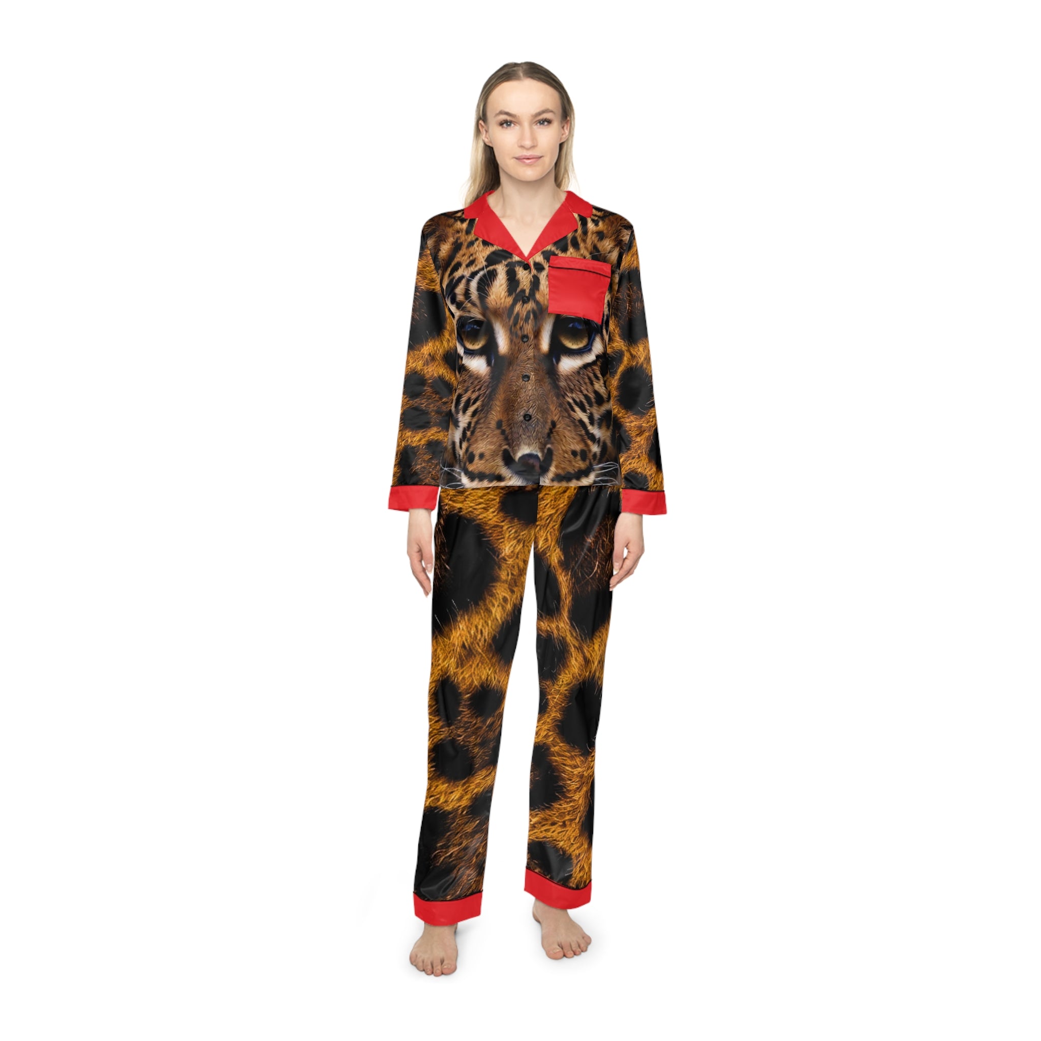 Leopard Luxe Satin Pajamas — 'Exquisite 24' Printed Women's Sleep Set