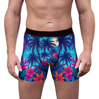 Tropical Palm Boxer Briefs — Men's Floral Hawaiian All-Over Print