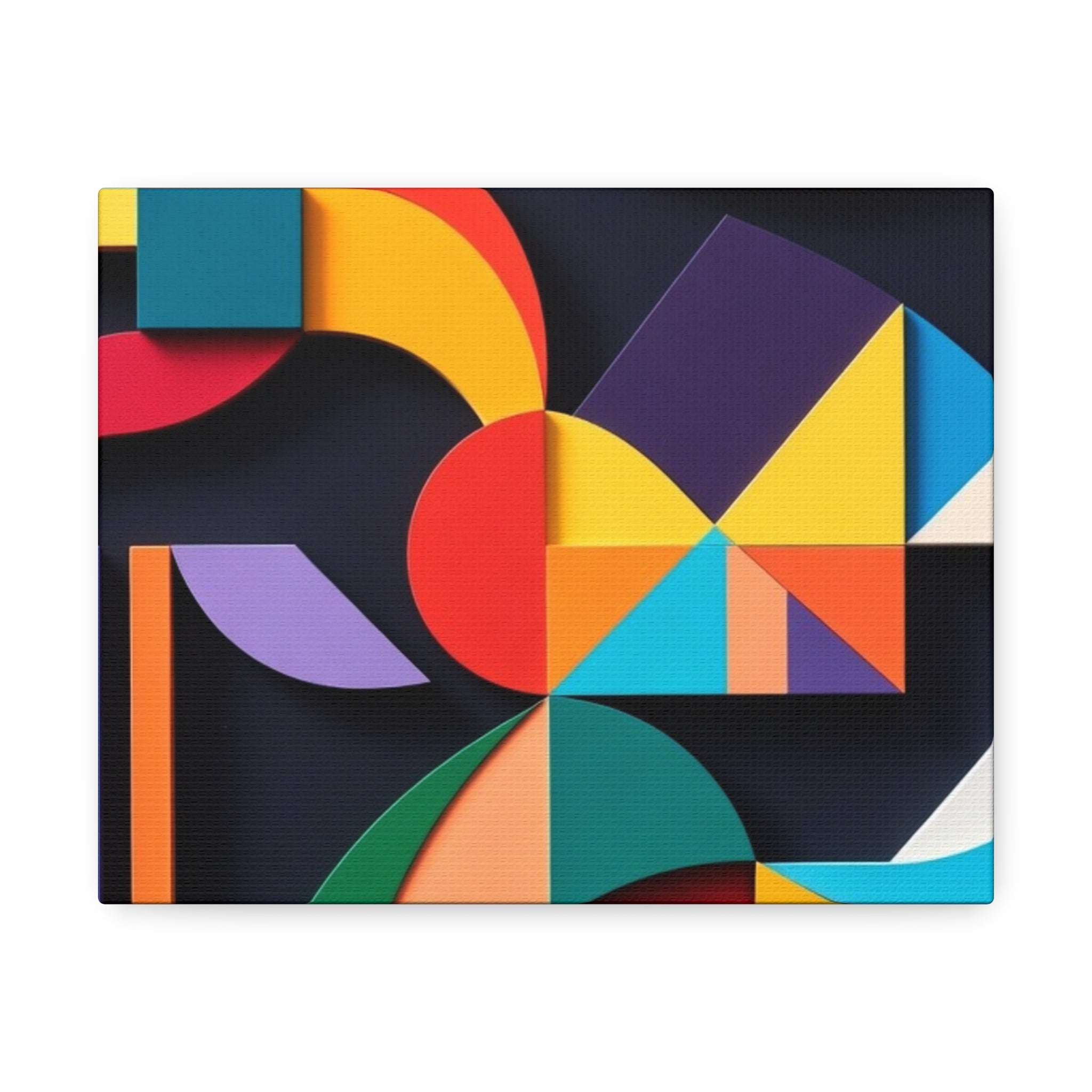 Abstract Geometric Stretched Canvas – Colorful Modern Wall Art