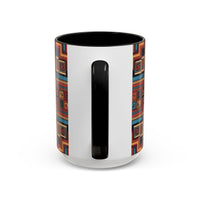 Boho Geometric Accent Mug — Colorful Tribal Pattern Coffee Cup