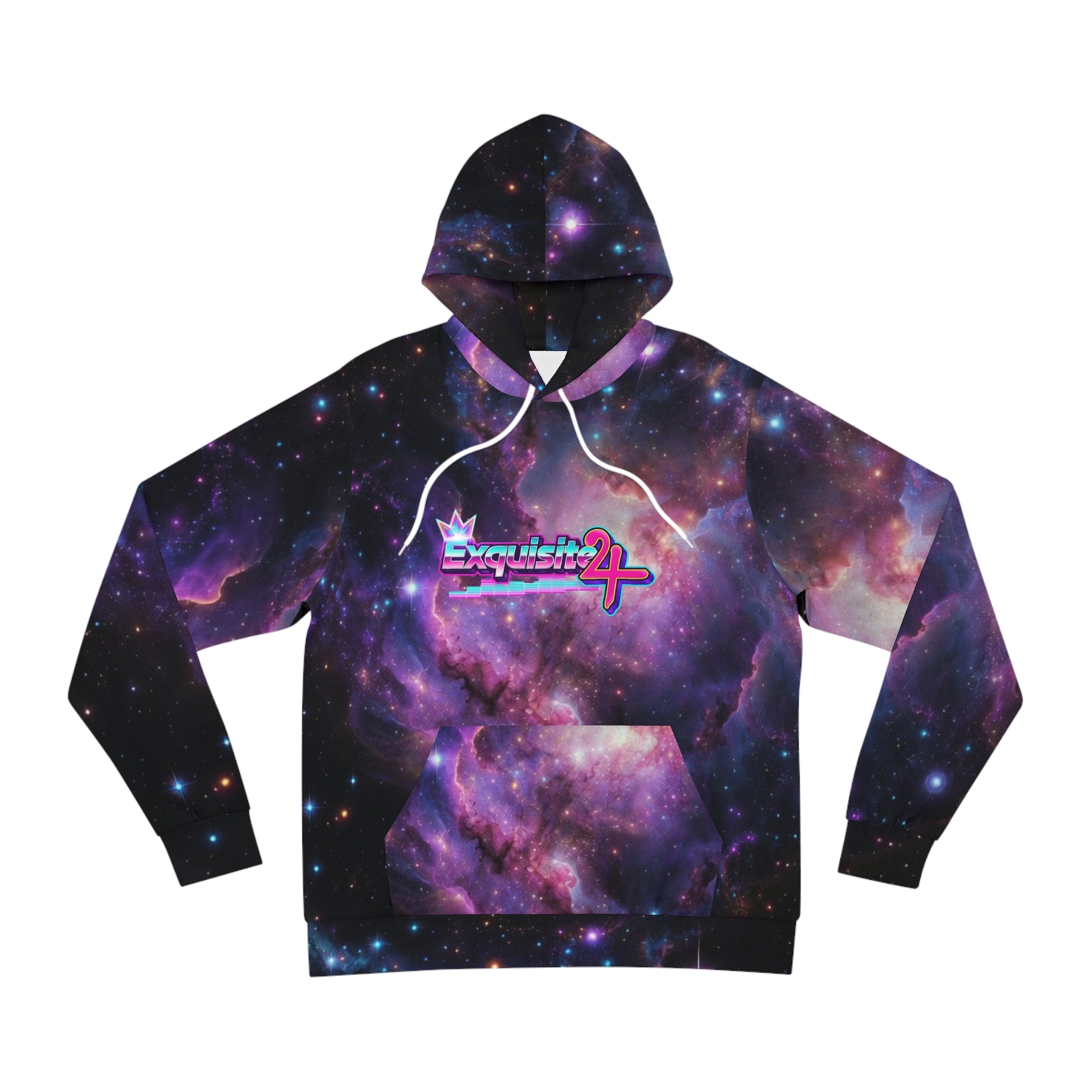Galaxy Streetwear Hoodie — Retro Neon Logo with Cartoon Crowned Character Back