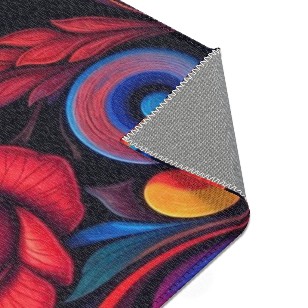Vibrant Floral Swirl Area Rug — Colorful Rose Accent Rug