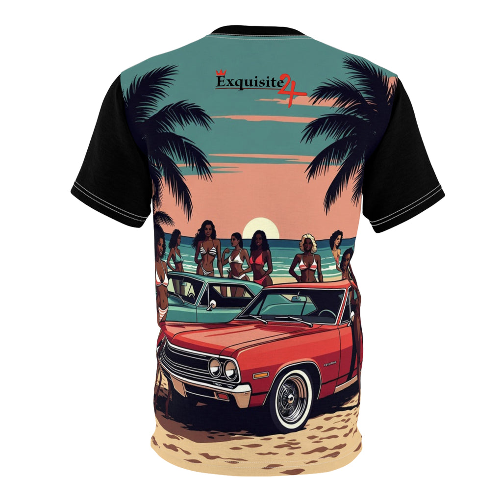 Beach Party Vintage Car Sunset Graphic Shirt