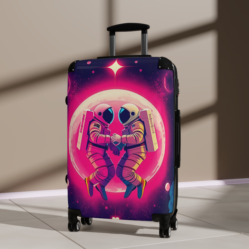 Cosmic Love Suitcase – Pink Astronaut Couple Carry-On