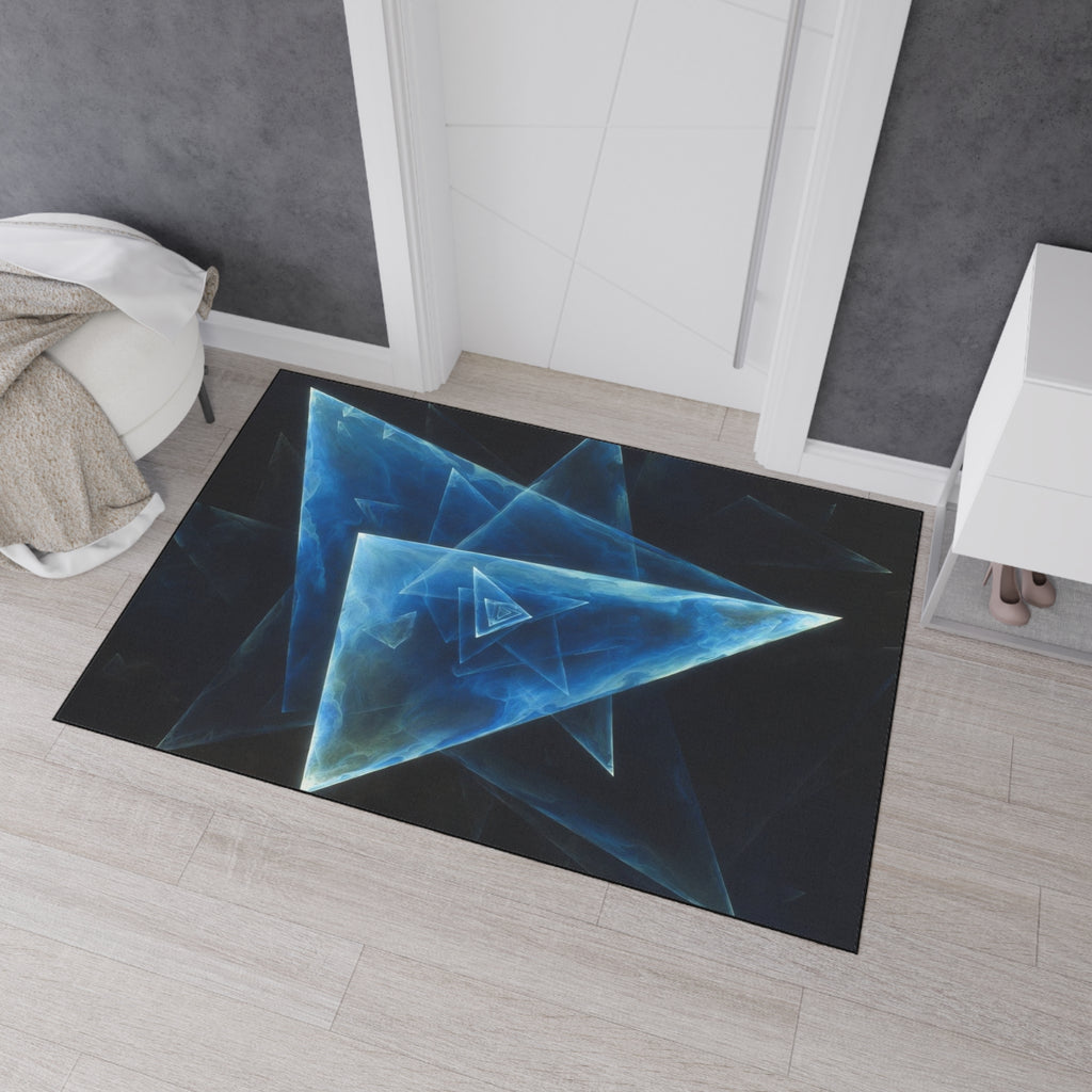 Geometric Blue Triangle Heavy-Duty Floor Mat