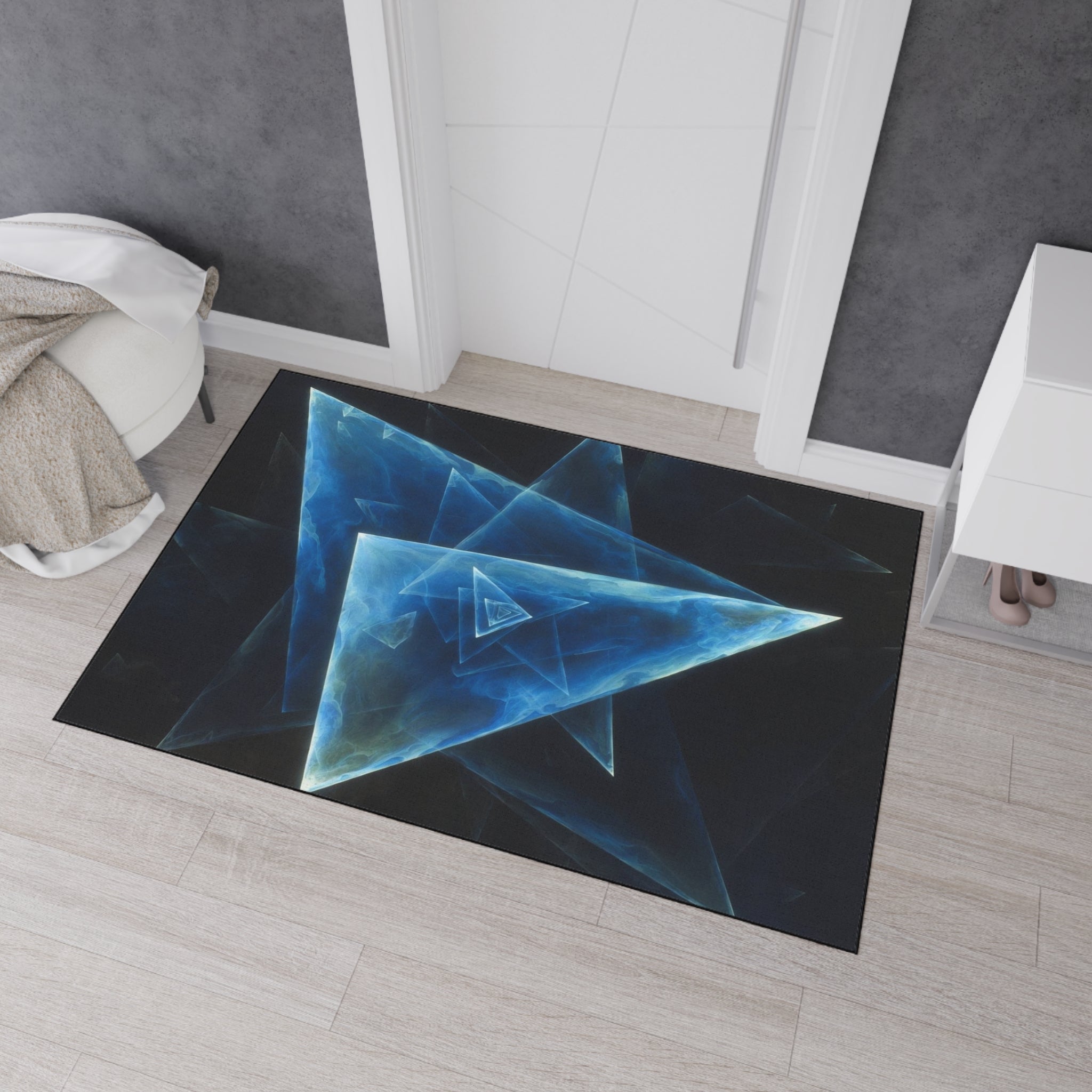 Geometric Blue Triangle Heavy-Duty Floor Mat