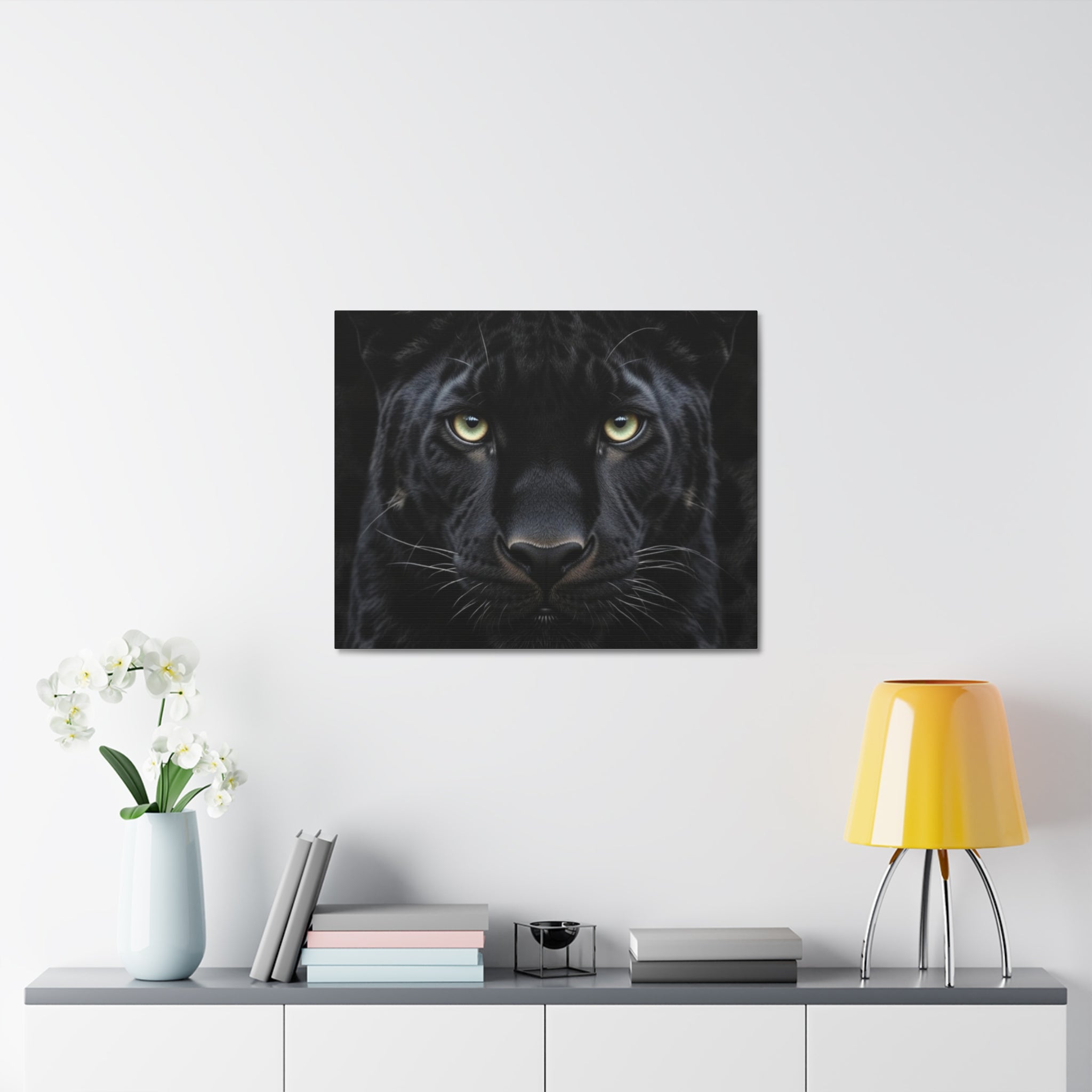 Black Panther Wall Canvas — Intense Close-Up Stretched Canvas Art
