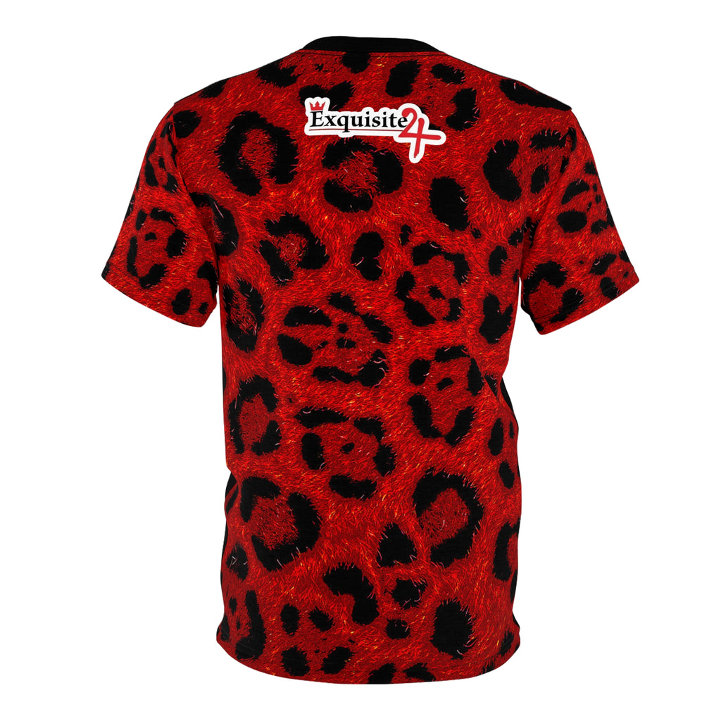 Exquisite 24 Legendary Graphic Tee — Red Leopard Sleeve All-Over Print