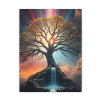 Tree of Light Stretched Canvas Wall Art – Inspirational Fantasy Landscape