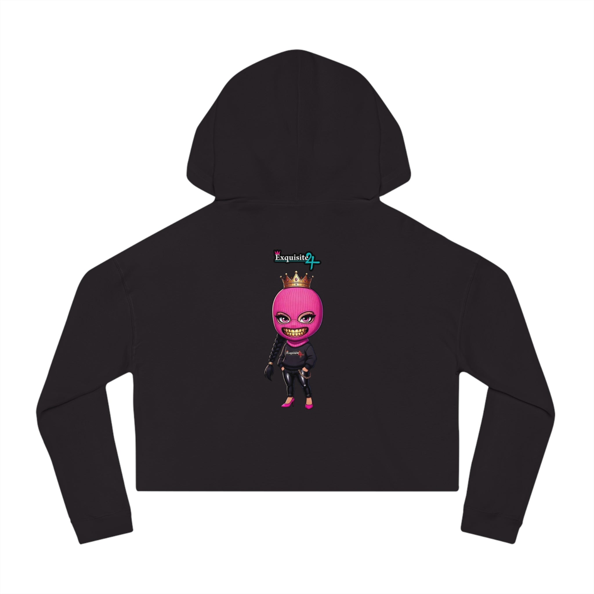 Cropped Hoodie — Exquisite 24 Pink Masked Character Graphic