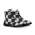 Women's Checkerboard Fur-Lined Leather Boots