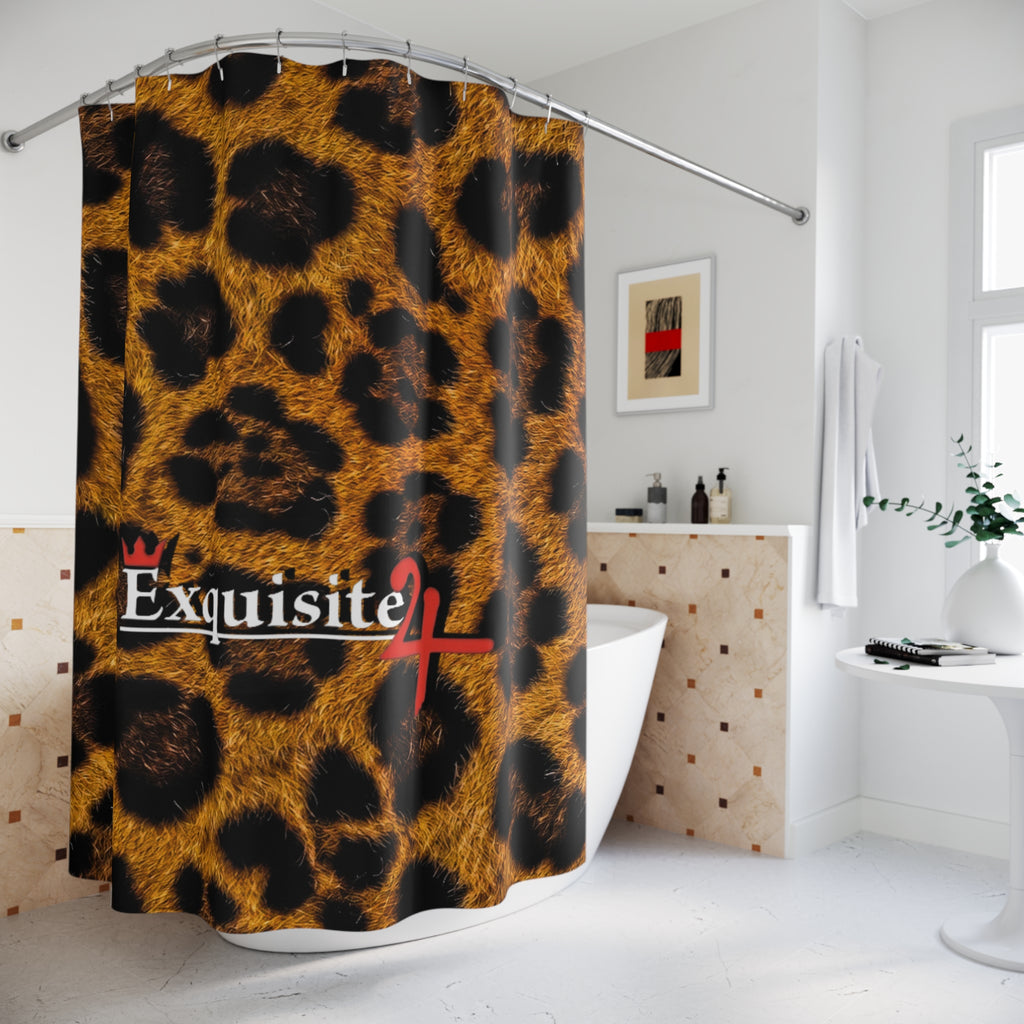 Leopard Print 'Exquisite 24' Shower Curtain – Bold Animal Print Bathroom Decor