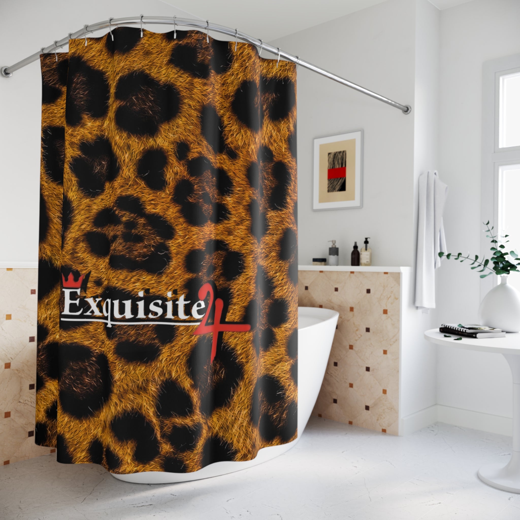 Leopard Print 'Exquisite 24' Shower Curtain – Bold Animal Print Bathroom Decor