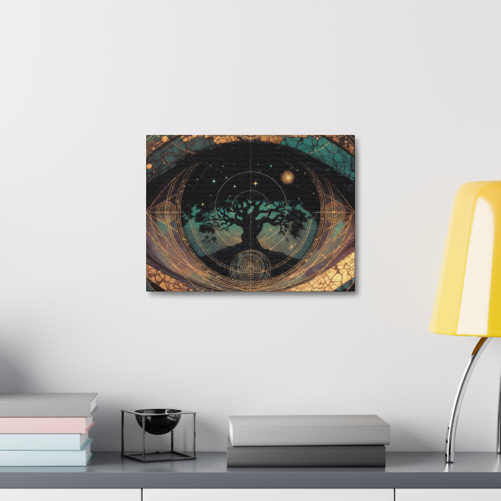 Mystic Tree of Life Stretched Canvas – Spiritual Cosmic Wall Art
