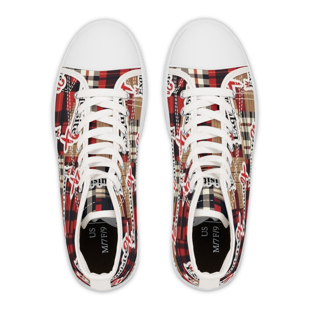 Plaid 'Exquisite 24’ High Top Sneakers — Women's Casual Retro Streetwear