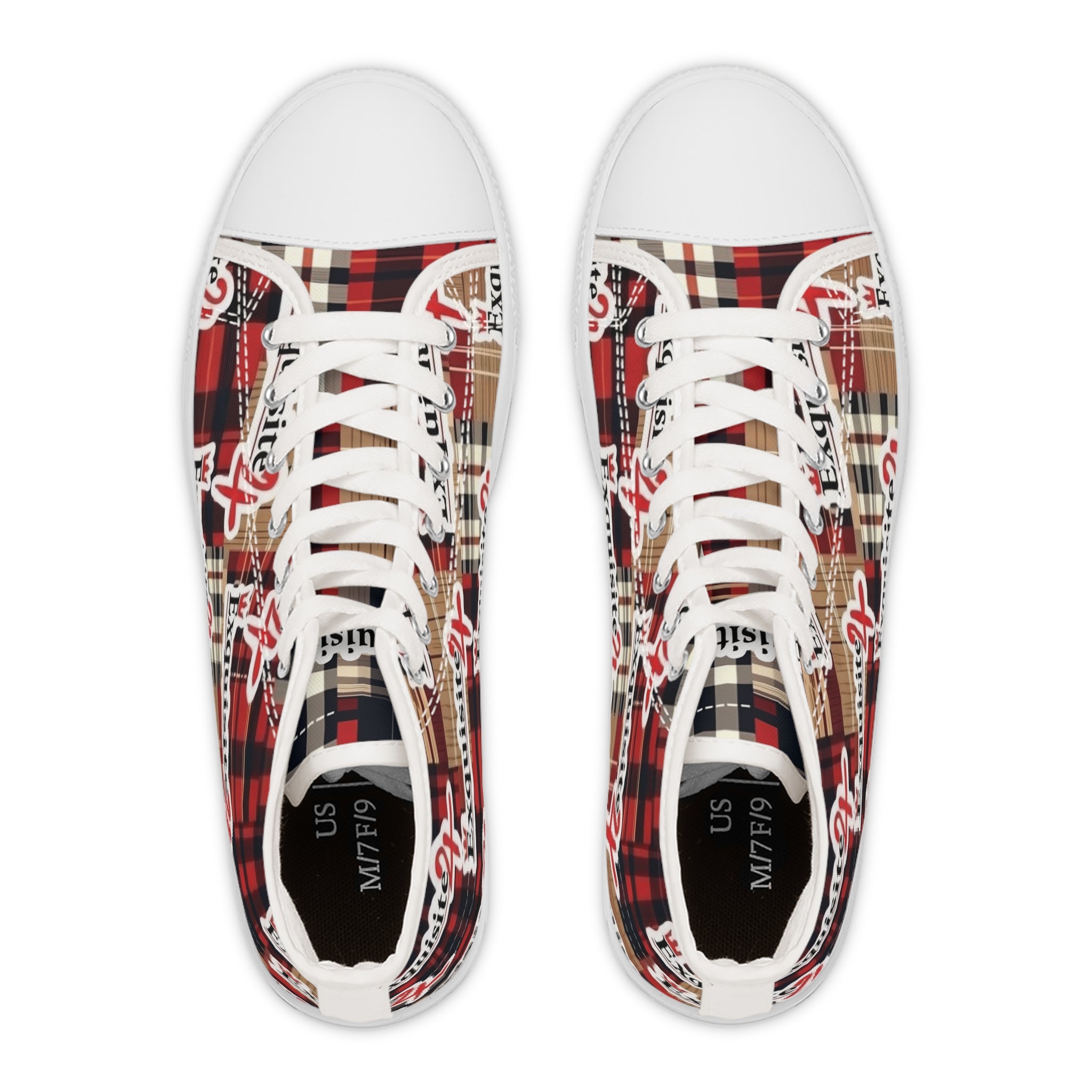 Plaid 'Exquisite 24’ High Top Sneakers — Women's Casual Retro Streetwear