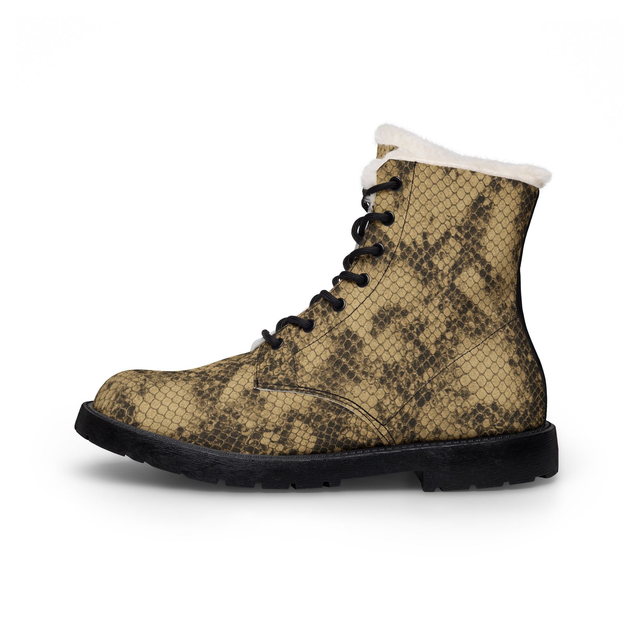 Women's Snakeprint Fur-Lined Leather Boots