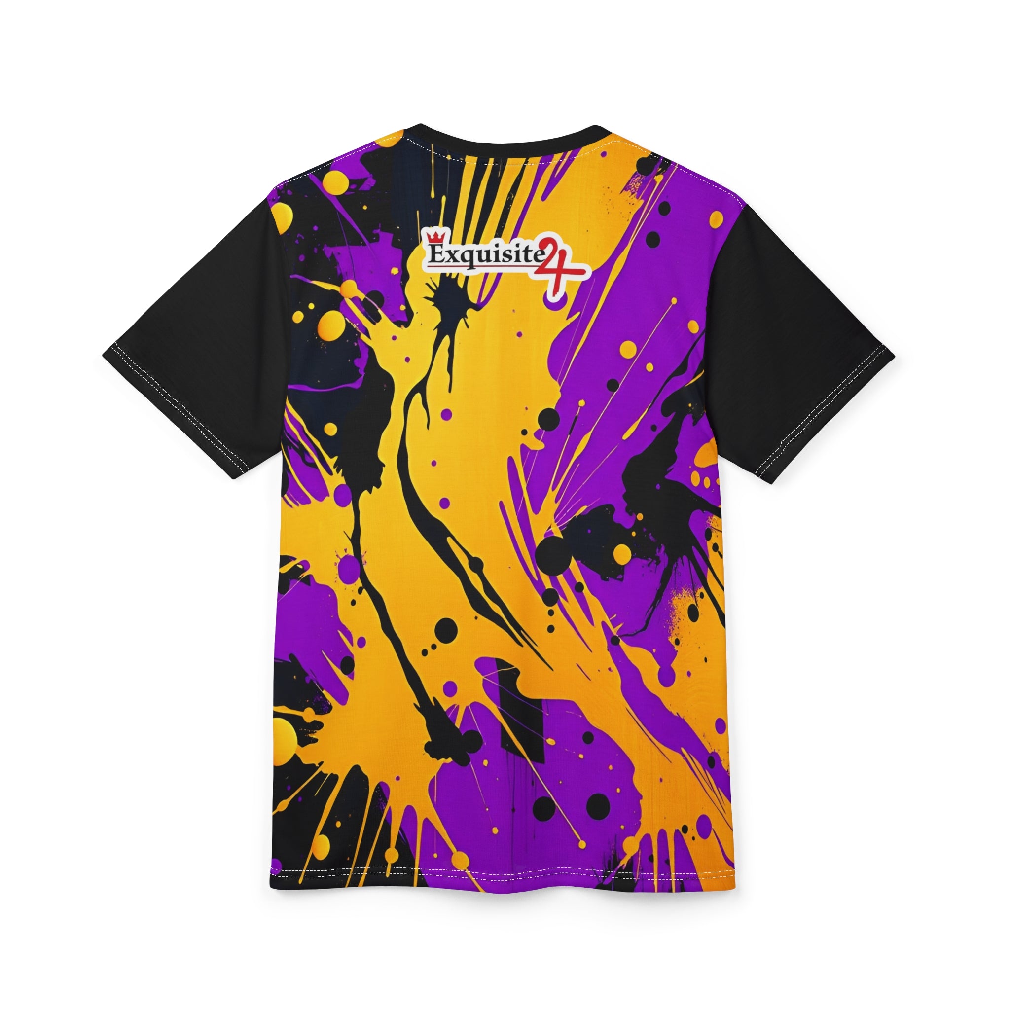 Tiger Face Graphic Tee — Neon Paint Splash All-Over Print