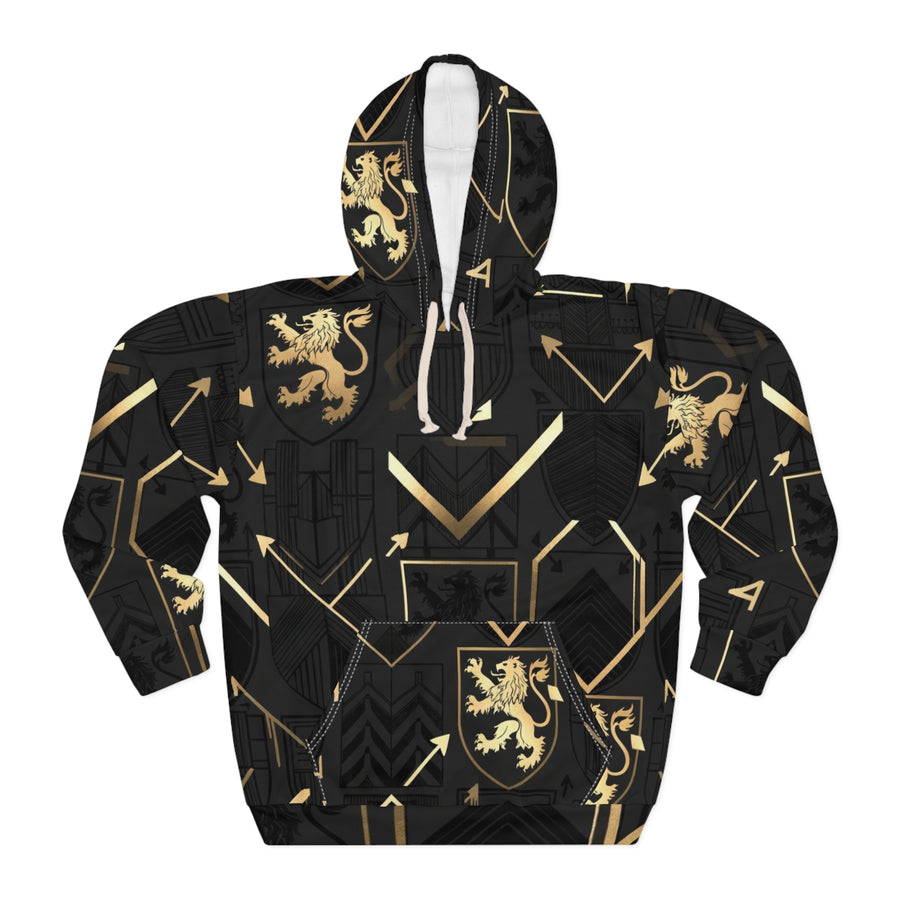 Gold Heraldic Lion Crest Hoodie