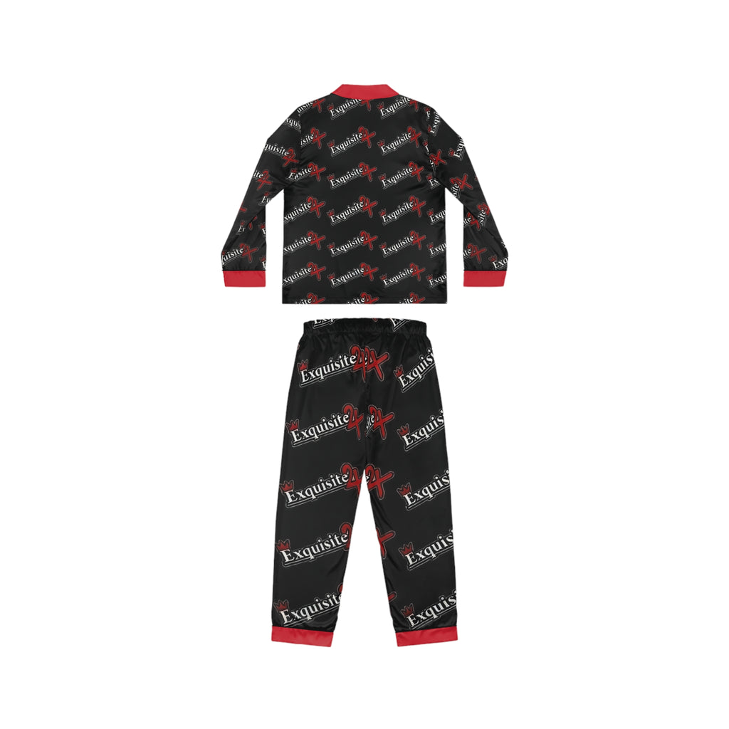 Satin Pajamas - Black & Red 'Exquisite 24' Printed Women's Sleep Set