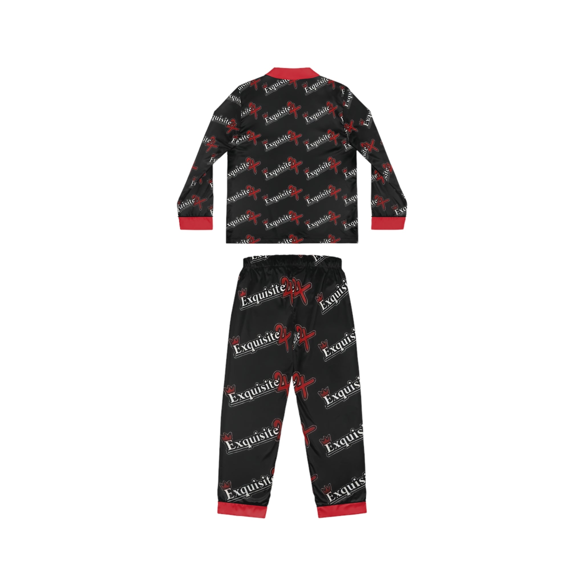 Satin Pajamas - Black & Red 'Exquisite 24' Printed Women's Sleep Set