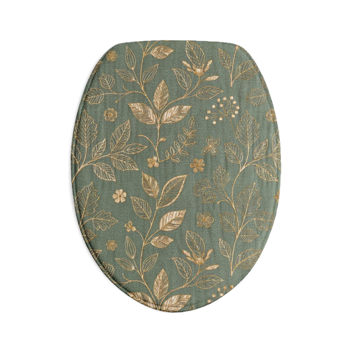 Botanical Gold Leaves Toilet 3-Piece Bath Rug Set