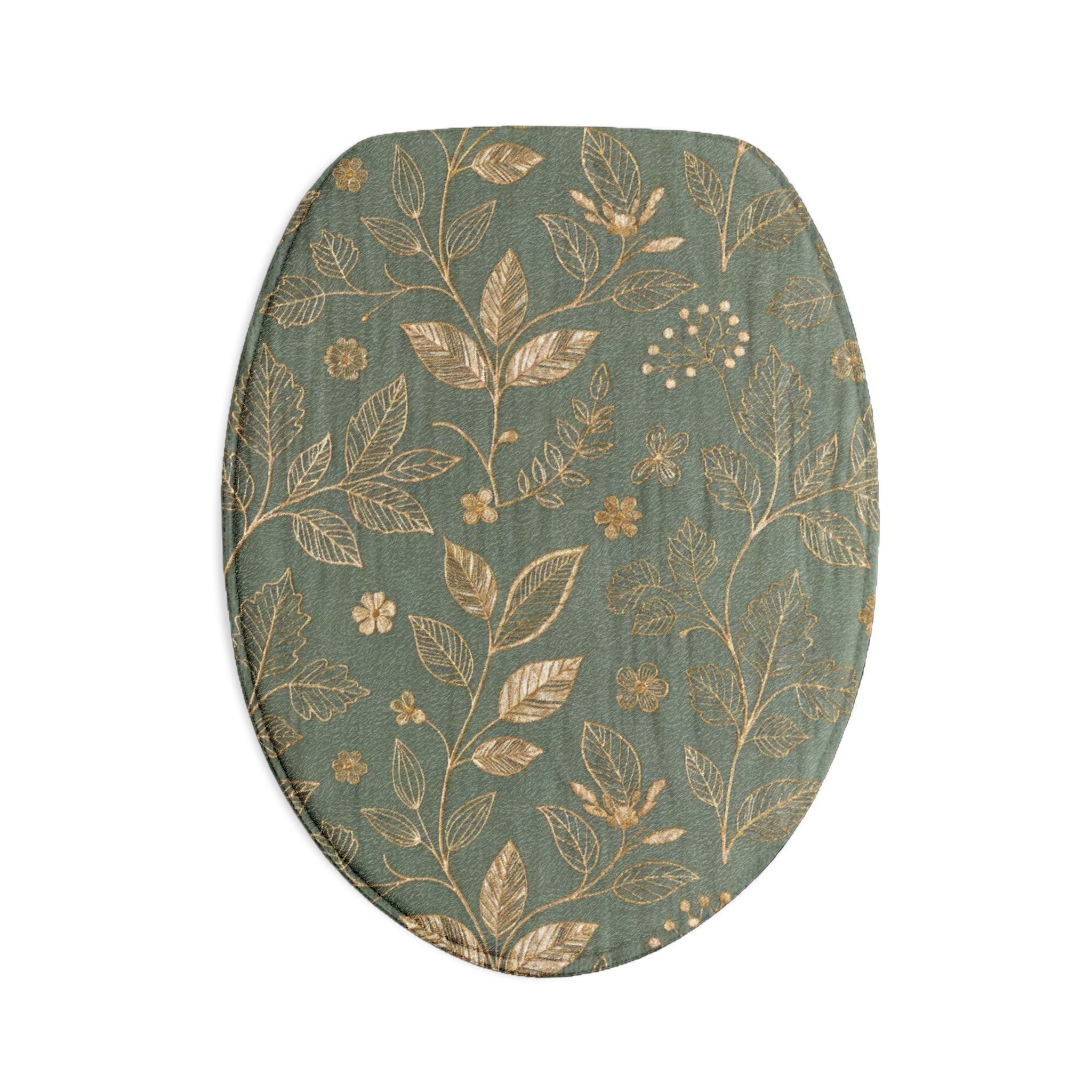 Botanical Gold Leaves Toilet 3-Piece Bath Rug Set