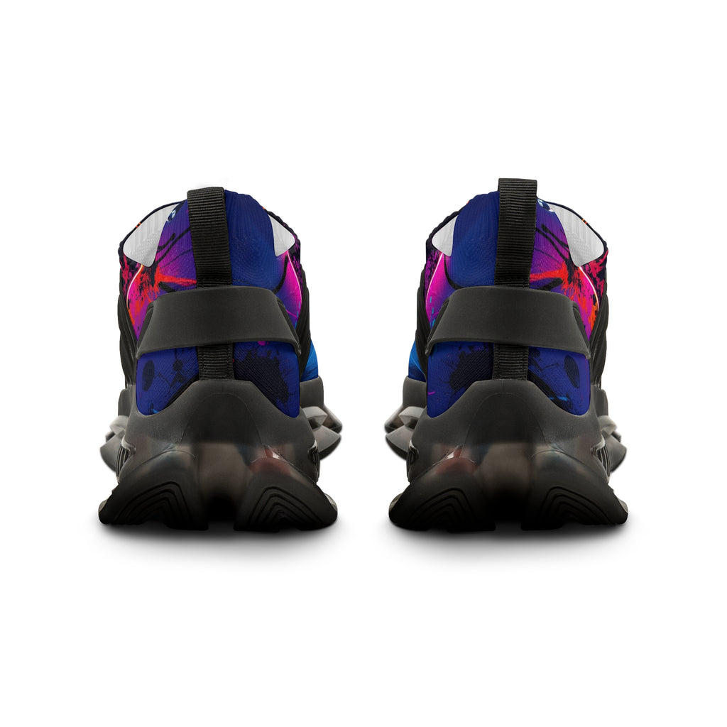 Women's Neon Geometric Athletic Shoes (Blue Pink Hexagon)